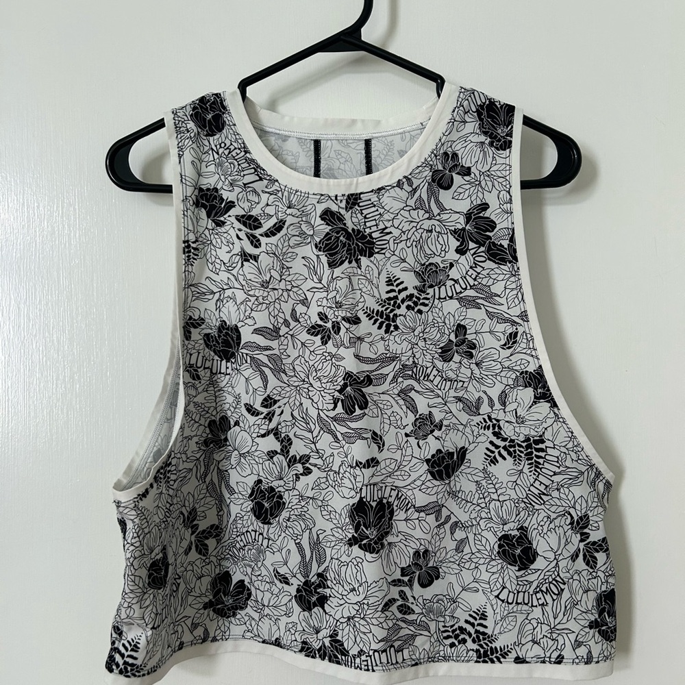 Lululemon Athletica Black and White Crop Tank Top